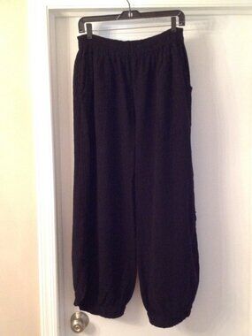 Cotton Ways Wide Leg Gauzy Boho Palazzo Pants Black M Medium 2